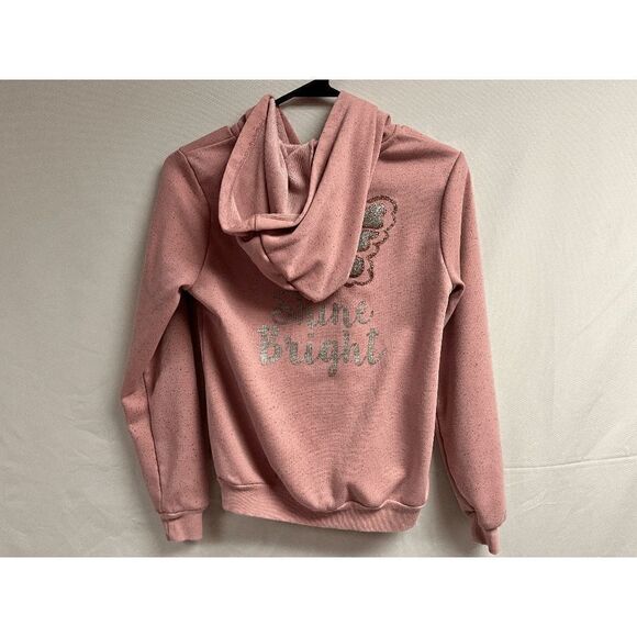 Andy Kiss Girls Shine Bright Print at Back Hoodie Sweatshirt Pink Size L/14 - Picture 4 of 4